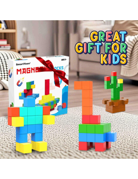 Bloques Magnéticos SmartYeen 100pcs Juguetes STEM 3-8 años