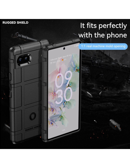 Funda Ajustada Google Pixel 6a Rugged Shield Negro HD