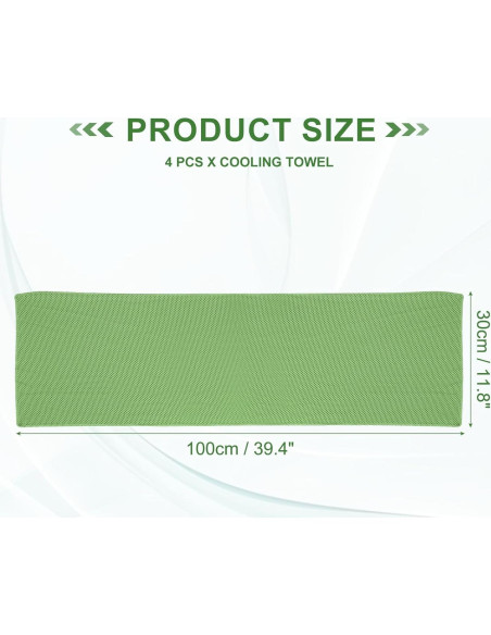 Toalla Enfriadora PATIKIL 100x30cm 4 Pcs Verde Brillante