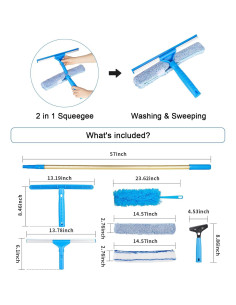 Kit de limpieza de ventanas 2 en 1 ZKUAOGDI con extensores 2