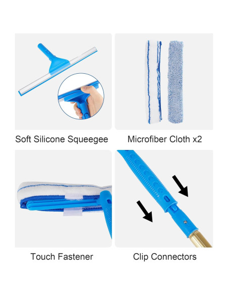 Kit de limpieza de ventanas 2 en 1 ZKUAOGDI con extensores