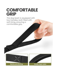 Correa Bungee para Perros OutdoorMaster 1.45 m Negra con 2 Mangos 2