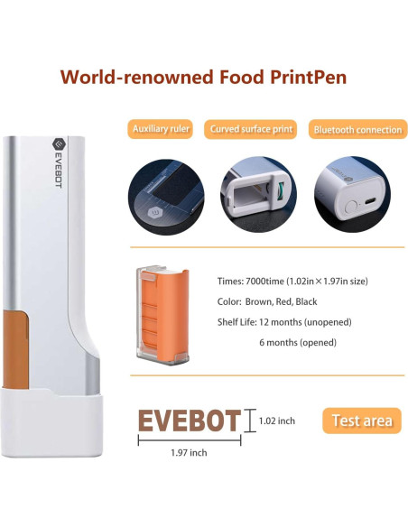 Bolígrafo de Comida Portátil EVEBOT PrintPen Mini Negro