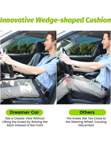 Cojín de Asiento de Espuma de Memoria Dreamer Car QFC040-BK