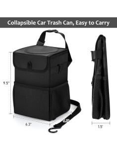 Basurero de Coche Accmor Negro Impermeable con 60 Bolsas 2