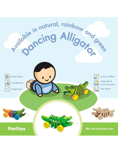 Juguete de Arrastre Cocodrilo Bailarín PlanToys Ecológico
