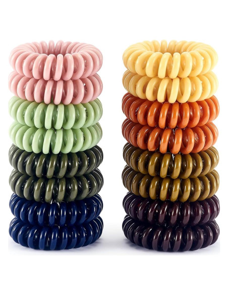 16 Piezas de Espirales para el Cabello QIUTIMIY - Macaron Brillante y Oscuro