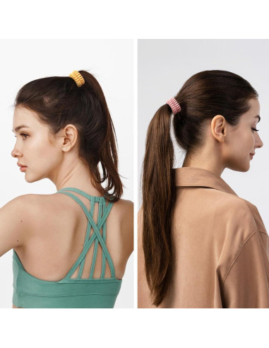 16 Piezas de Espirales para el Cabello QIUTIMIY - Macaron Brillante y Oscuro