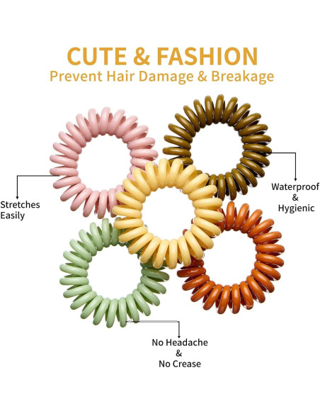16 Piezas de Espirales para el Cabello QIUTIMIY - Macaron Brillante y Oscuro