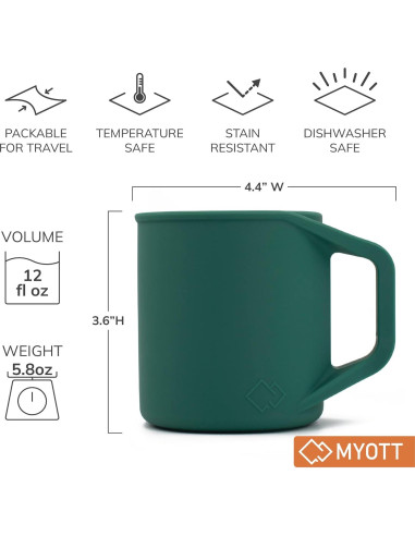 Taza de Silicona MYOTT 12 oz Plegable y Aislante - Evergreen