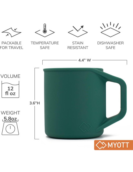 Taza de Silicona MYOTT 12 oz Plegable y Aislante - Evergreen