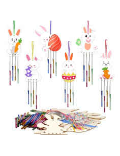 Kit de Campana de Viento de Conejo Fennoral - Manualidad Pascua 12 Piezas