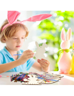 Kit de Campana de Viento de Conejo Fennoral - Manualidad Pascua 12 Piezas 2