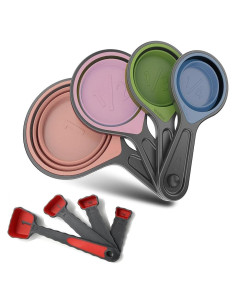 Juego de Tazas y Cucharas Medidoras Silicona Grandfort 8 Piezas