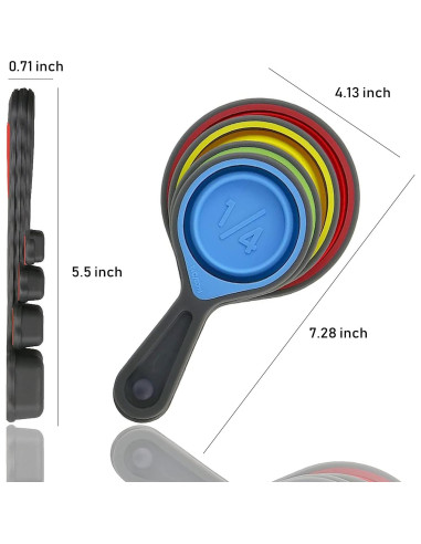 Juego de Tazas y Cucharas Medidoras Silicona Grandfort 8 Piezas