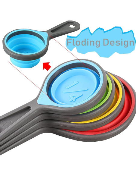 Juego de Tazas y Cucharas Medidoras Silicona Grandfort 8 Piezas