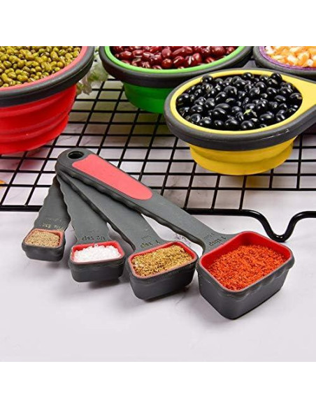 Juego de Tazas y Cucharas Medidoras Silicona Grandfort 8 Piezas