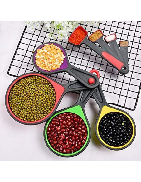 Juego de Tazas y Cucharas Medidoras Silicona Grandfort 8 Piezas