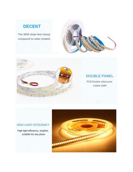 Tira LED SMD 2835 5m 1200 LEDs Blanco Cálido 3000K