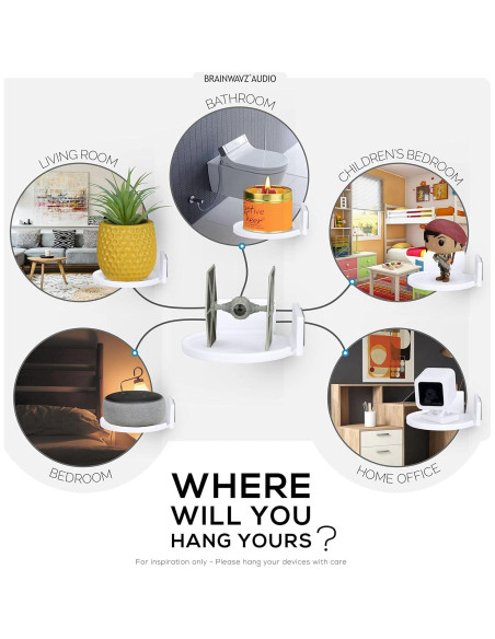 Estante Flotante BRAINWAVZ 10 cm Redondo para Pared Blanco