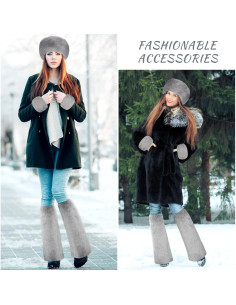 Conjunto de Accesorios de Invierno SATINIOR para Mujeres - Diadema, Muñequera y Calentadores de Piernas 2