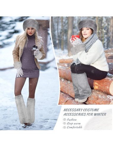 Conjunto de Accesorios de Invierno SATINIOR para Mujeres - Diadema, Muñequera y Calentadores de Piernas