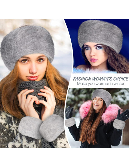 Conjunto de Accesorios de Invierno SATINIOR para Mujeres - Diadema, Muñequera y Calentadores de Piernas