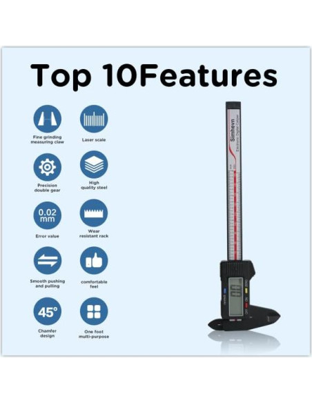 Calibrador Digital 150mm Simhevn con Pantalla LCD y Cinta Métrica