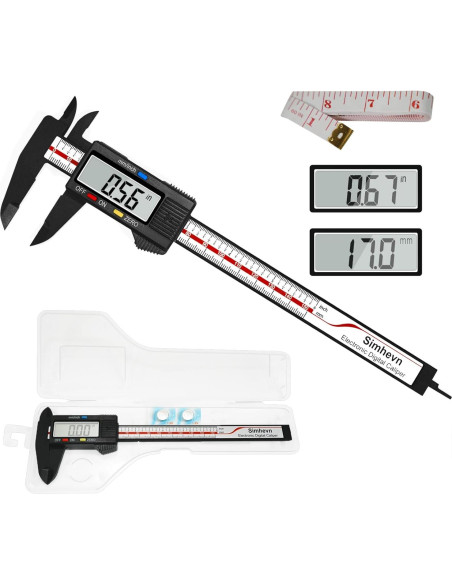 Calibrador Digital 150mm Simhevn con Pantalla LCD y Cinta Métrica