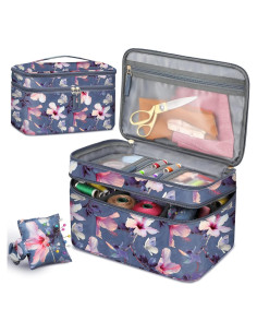 Estuche Organizador de Costura FINPAC Doble Capa Hibisco 31.75x21.59x20.32 cm
