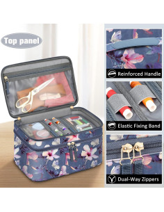 Estuche Organizador de Costura FINPAC Doble Capa Hibisco 31.75x21.59x20.32 cm 2