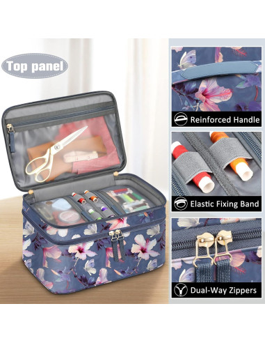 Estuche Organizador de Costura FINPAC Doble Capa Hibisco 31.75x21.59x20.32 cm