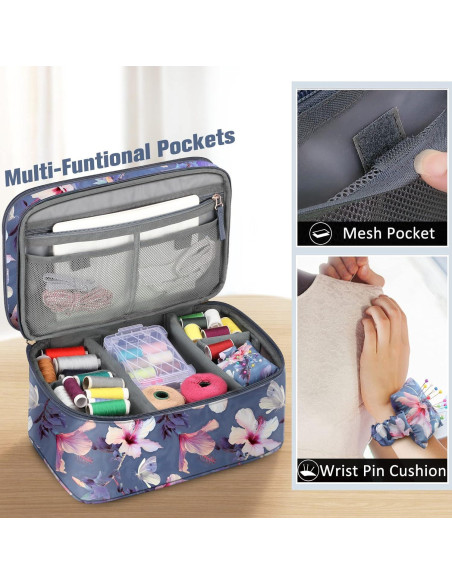 Estuche Organizador de Costura FINPAC Doble Capa Hibisco 31.75x21.59x20.32 cm