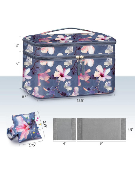 Estuche Organizador de Costura FINPAC Doble Capa Hibisco 31.75x21.59x20.32 cm