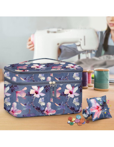 Estuche Organizador de Costura FINPAC Doble Capa Hibisco 31.75x21.59x20.32 cm