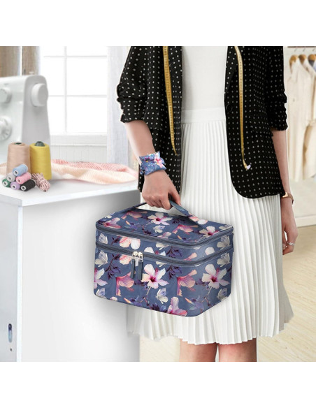 Estuche Organizador de Costura FINPAC Doble Capa Hibisco 31.75x21.59x20.32 cm