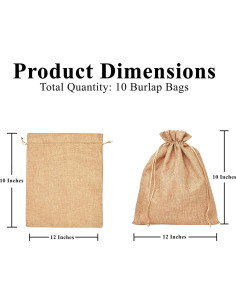 Bolsas de Yute Reutilizables Mandala Crafts 10x30 cm - 10 Pcs 2