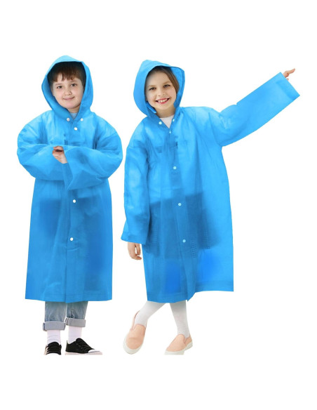 Poncho de Lluvia para Niños ANYOO Azul Impermeable 2 Paquete
