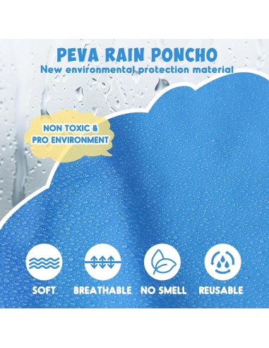 Poncho de Lluvia para Niños ANYOO Azul Impermeable 2 Paquete