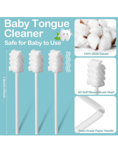 200 Piezas Limpiador de Lengua Bebé Singhoow con Cepillo Dedo 2