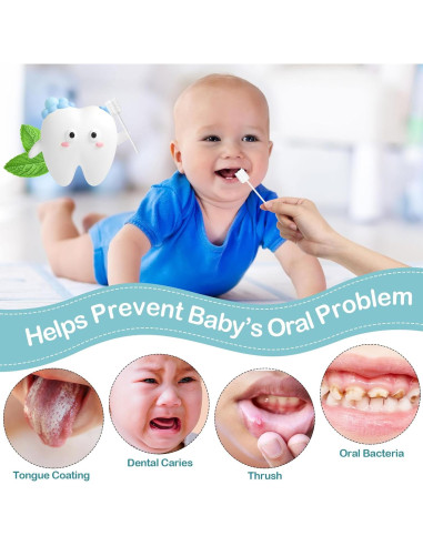 200 Piezas Limpiador de Lengua Bebé Singhoow con Cepillo Dedo