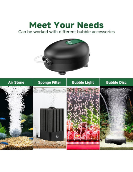 Bomba de Aire AQQA 2.5W Silenciosa para Acuario 151L