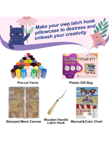 Kit de Ganchillo veirousa para Cojín 43x43 cm DIY