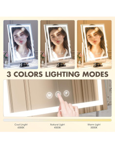 Espejo de Maquillaje LED Hasipu 40x50 cm con Altavoz Bluetooth 2