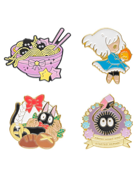 Conjunto de Pines de Esmalte Kawaii 4 Piezas Gato Rana