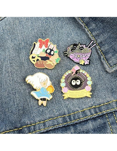 Conjunto de Pines de Esmalte Kawaii 4 Piezas Gato Rana