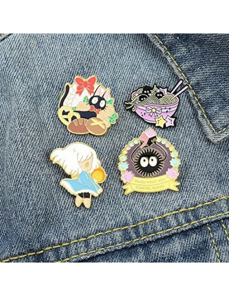 Conjunto de Pines de Esmalte Kawaii 4 Piezas Gato Rana