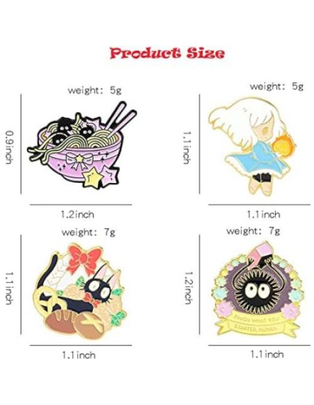 Conjunto de Pines de Esmalte Kawaii 4 Piezas Gato Rana
