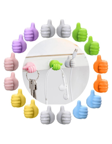 16 Ganchos Adhesivos de Silicona AELITOK para Cables y Llaves