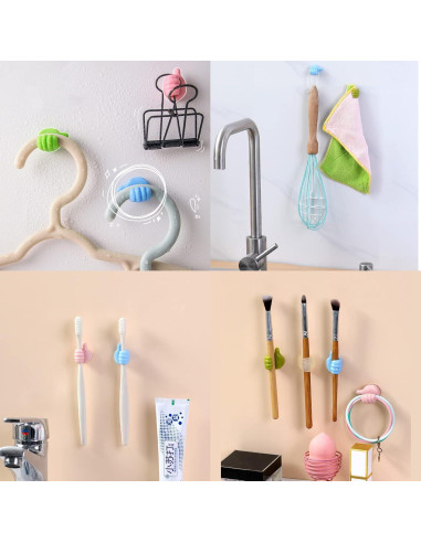 16 Ganchos Adhesivos de Silicona AELITOK para Cables y Llaves